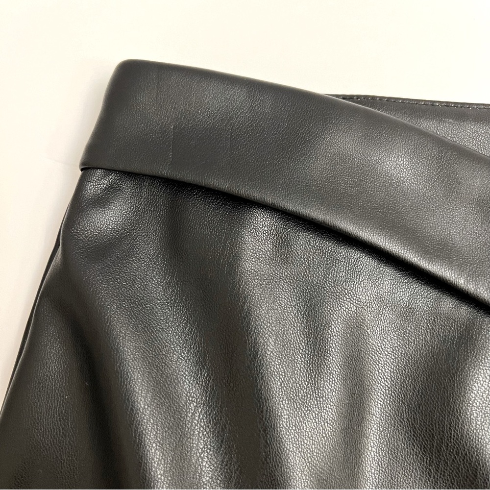 AKIRA Faux Leather Crossover Front Mini Skirt-Black - Picture 10 of 12